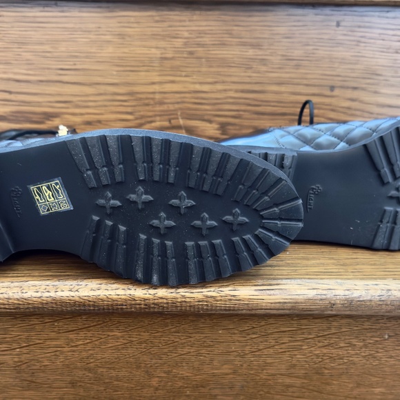 NEW Ron White Tiffany Combat Boot bBlack Weatherproof shine Calf and Nappa - Picture 4 of 10